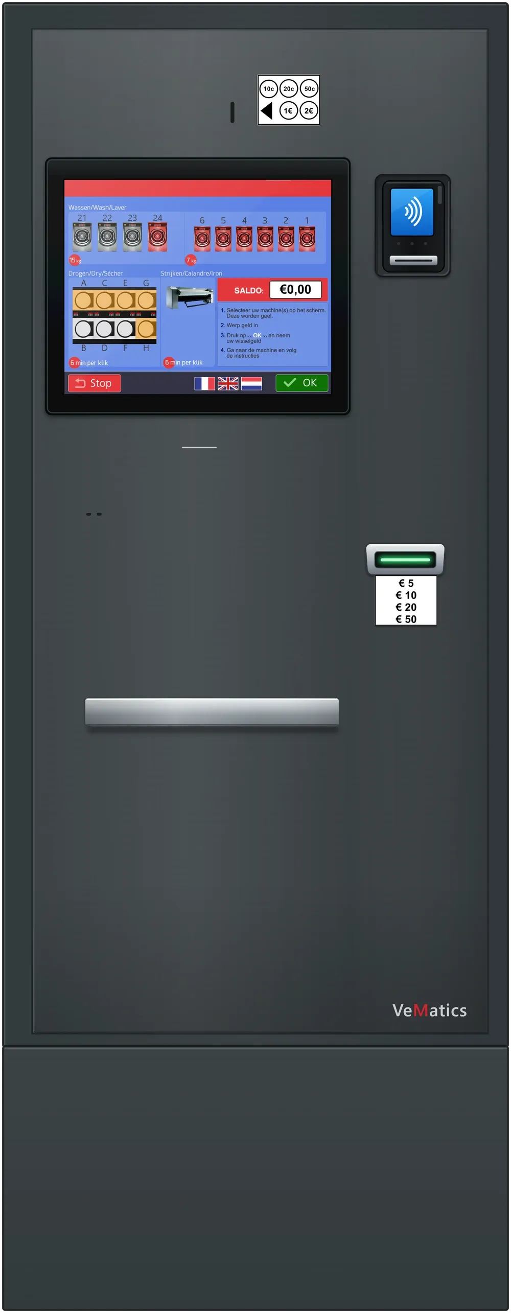 Illustratie van het VeMatics CP510-betaalstation
