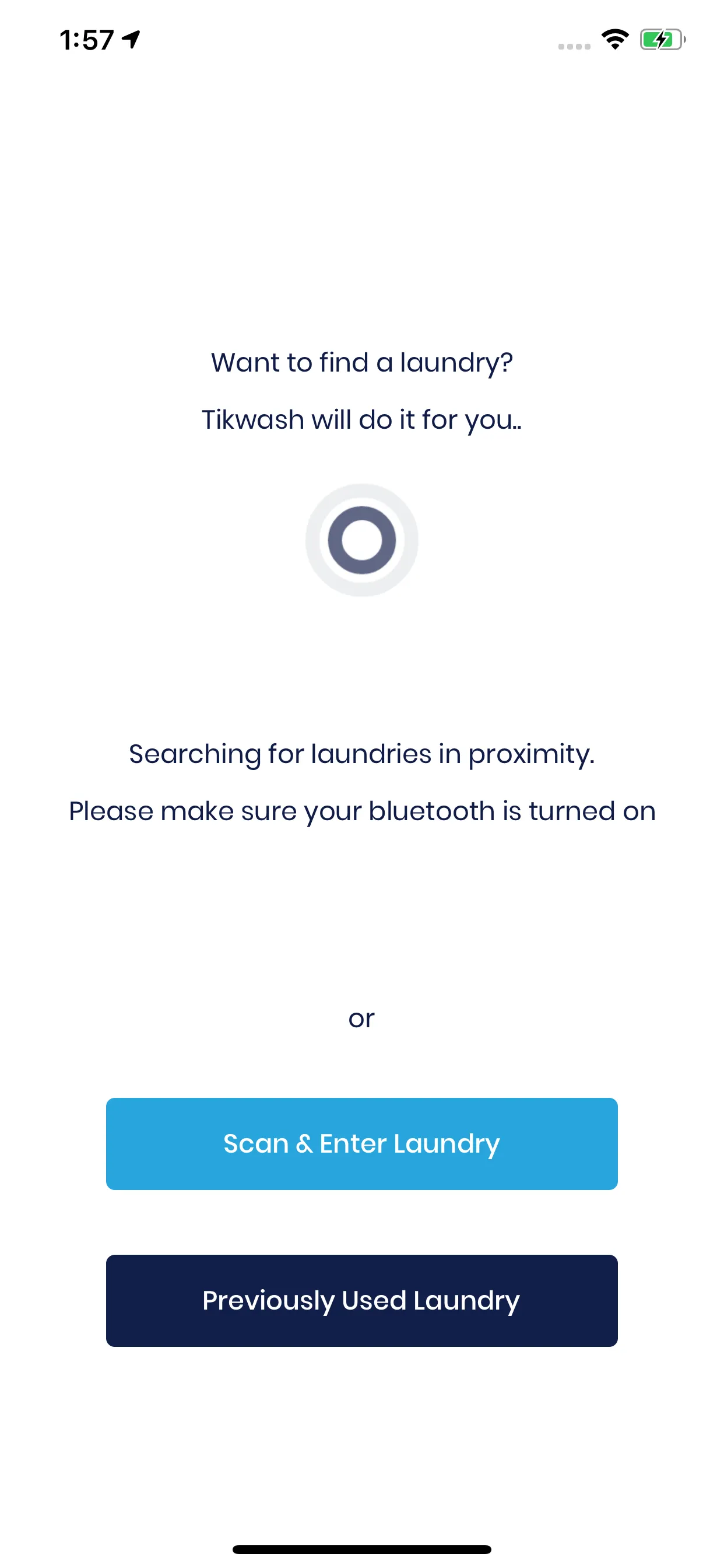 TikWash mobiele app — interface